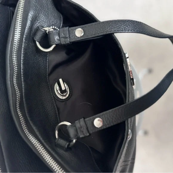 Vintage Coach Penelope Black Pebbled Leather Turnlock Satchel Shoulder Bag - Picture 10 of 15